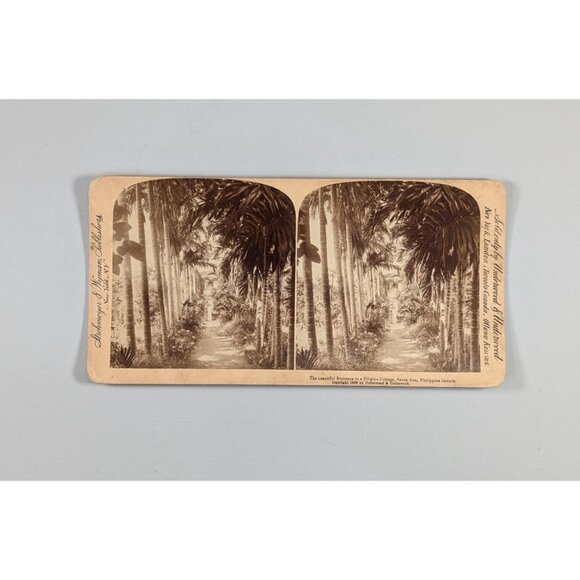 Antique Stereoview card of "the beautiful entrance to a Filipino cottage in - Picture 4 of 8